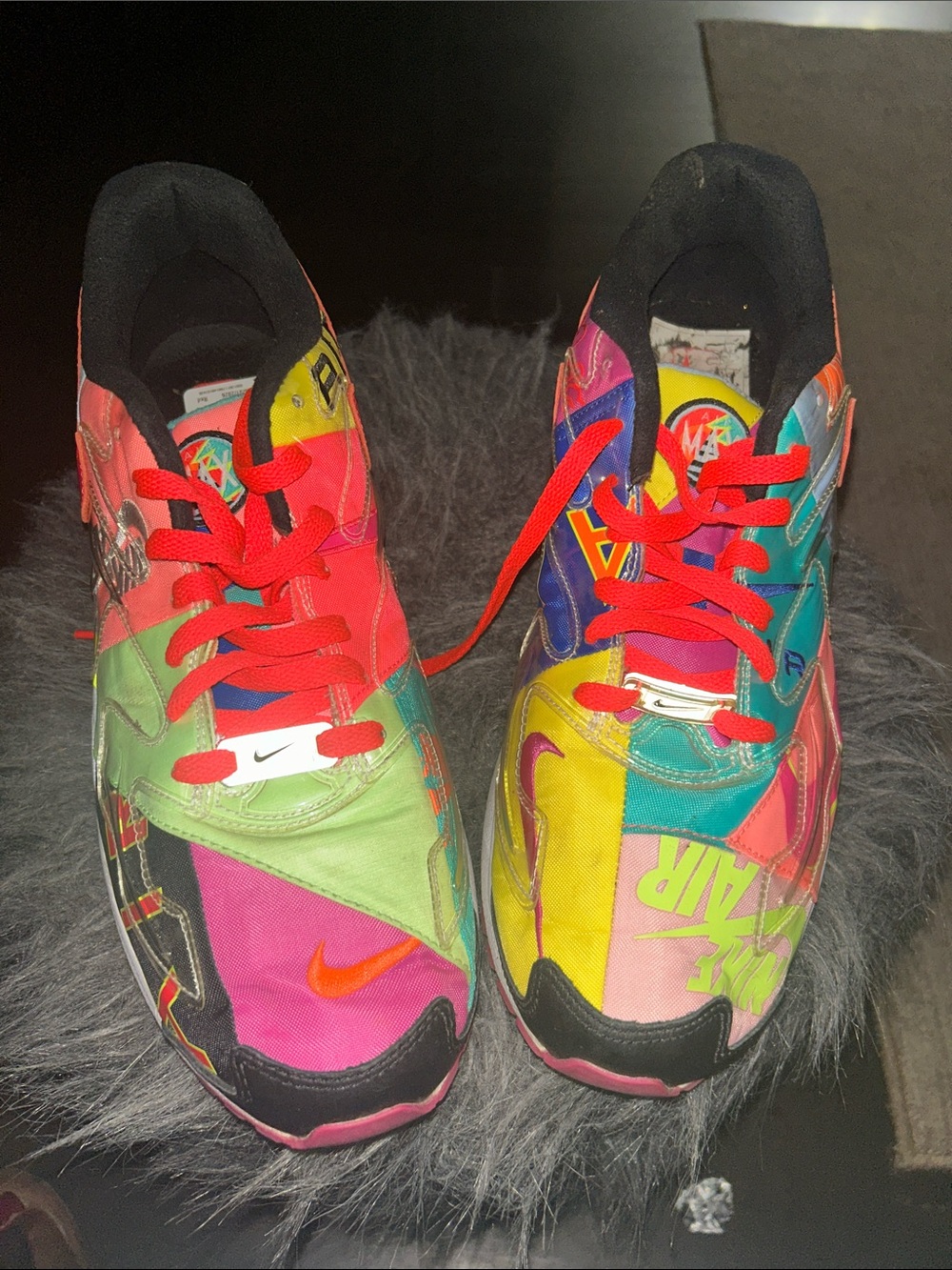 Nike Multicolor Patchwork Sneakers with Red Laces